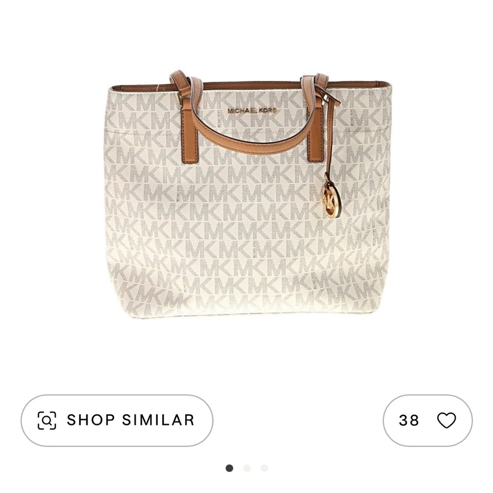 Michael Kors Signature White and Brown Tote
